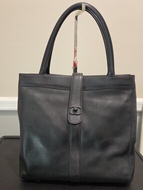 CHANEL Leather CC Turn-Lock Tote Bag W/ COA